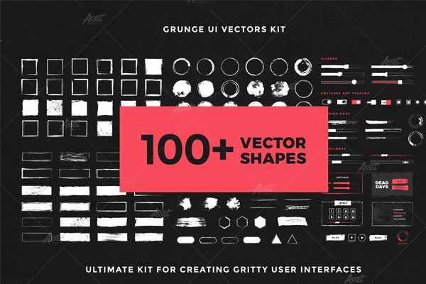 Grunge UI Vectors Kit