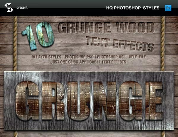 Grunge Wood Styles - Wooden Text Effects