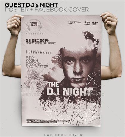 Guest Dj Party Poster and Flyer & Facebook Cover