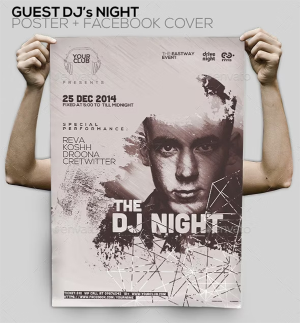 Guest Dj Party Poster and Flyer & Facebook Cover
