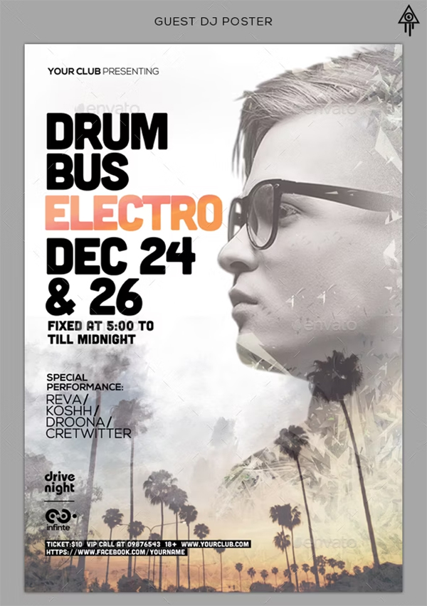 Guest Dj Party Poster and Flyer Design