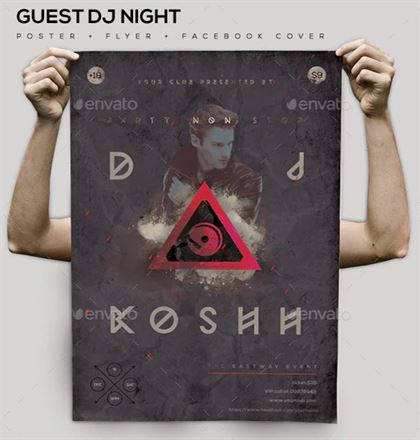 Guest Dj Party Poster and Flyer Template Design