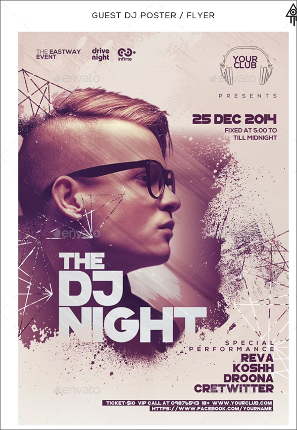 Guest Dj Party Poster and Flyer