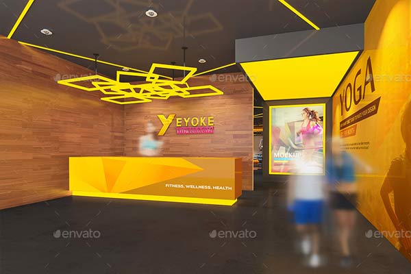 Gym Interior Design Branding Mockups Download