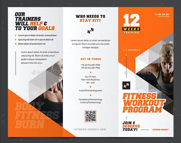 Gym Trifold Brochure Template