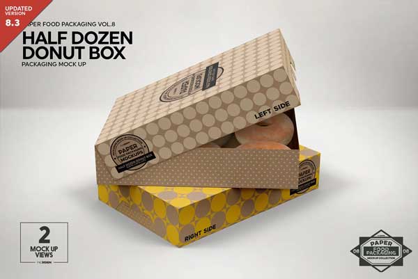 Half Dozen Donut Box Mockup