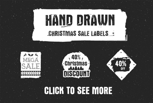 Hand Drawn Christmas Sale Labels