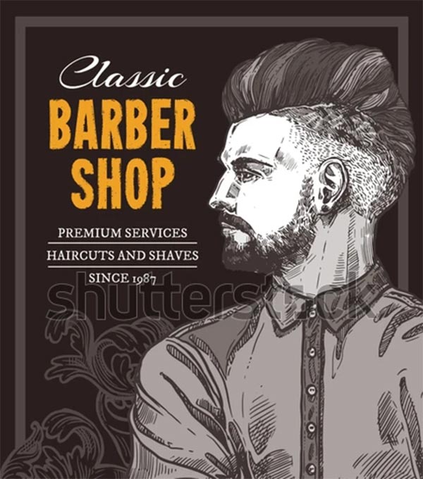 Hand Drawn Vector Barber Shop Flyer