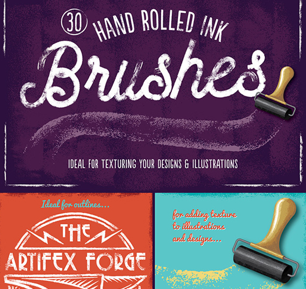 Hand Ink Rolled Brushes Template