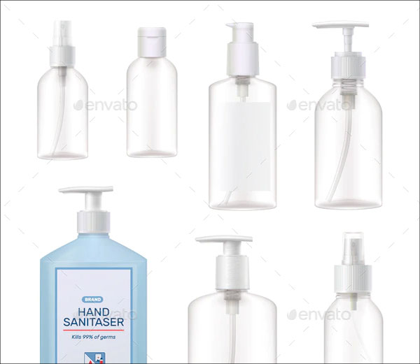 Hand Sanitizer Bottle Mockup Realistic Set