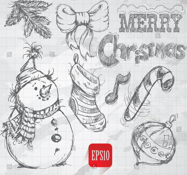 Hand drawn Vintage Christmas Doodles