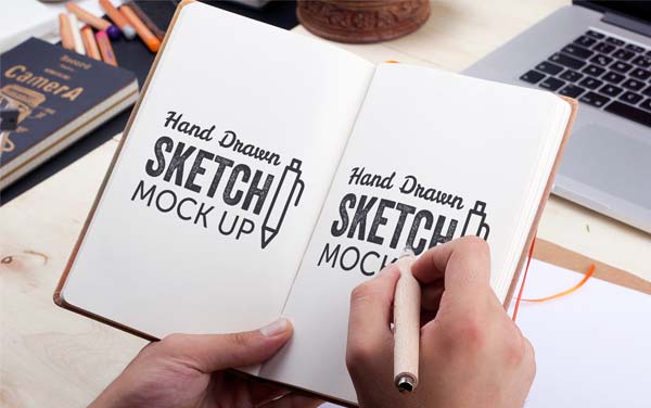 Hand-Drawn Sketch Mockup PSD