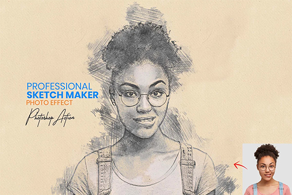 Hand-drawn sketch Photoshop action