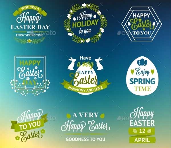Happy Easter Day Vintage Holiday Badge Template