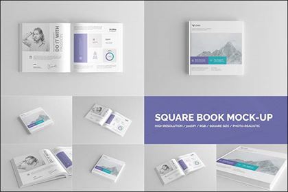 Hardcover Square Book Mock-Up