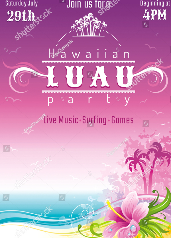 Hawaiian Luau Party Flyer Template