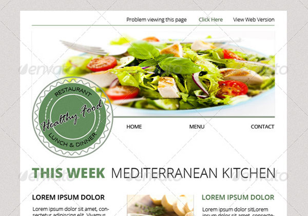 Healthy Food Newsletter Templates