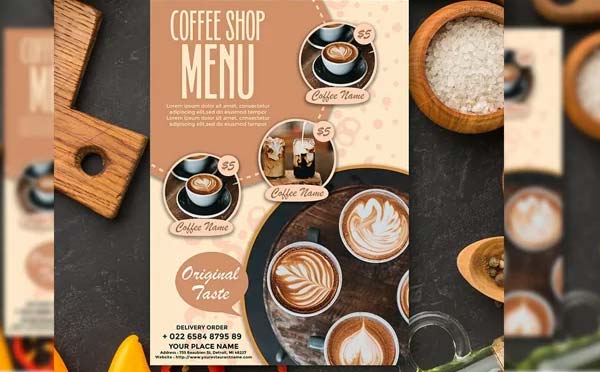 Heart Cup Coffee Menu Template