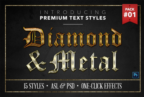 High Quality Metal and Diamond Layer Text Styles