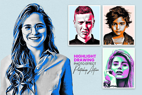 Highlight Drawing Photoshop Action