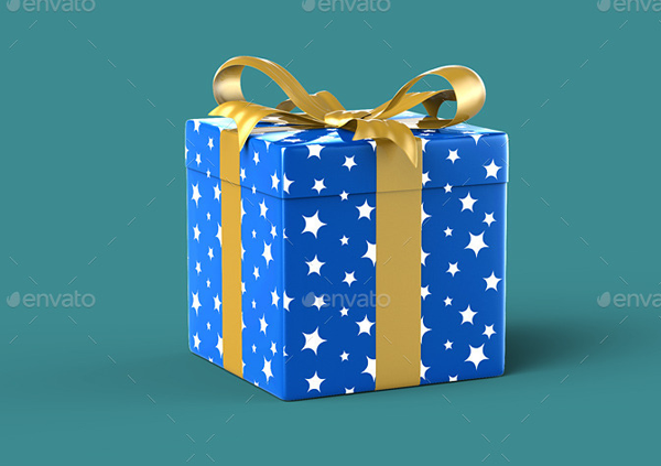 Holiday Gift Box PSD Mockup Template