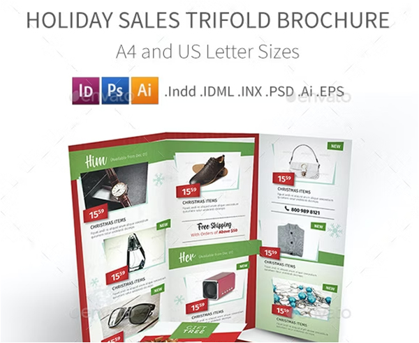 Holiday Sales Trifold Brochure Template