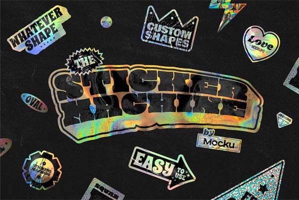 Holographic Sticker Mockups Template