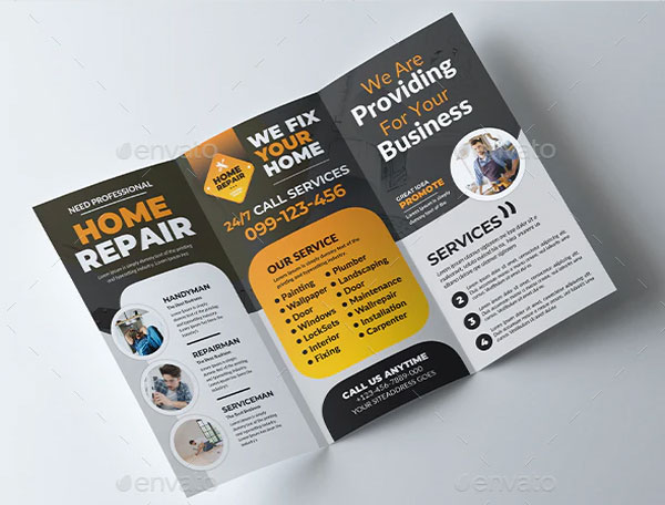 Home Repair Plumber Service Trifold Brochure