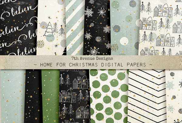 Home for Christmas Digital Papers