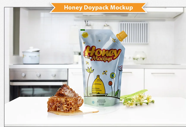 Honey Doypack Bag Mockup