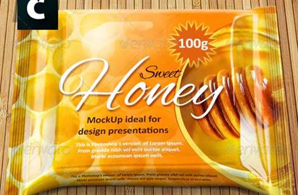 Honey Foil Bag Package Mock-Up