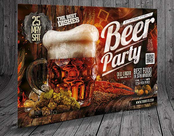 Horizontal Beer Party Flyer Template