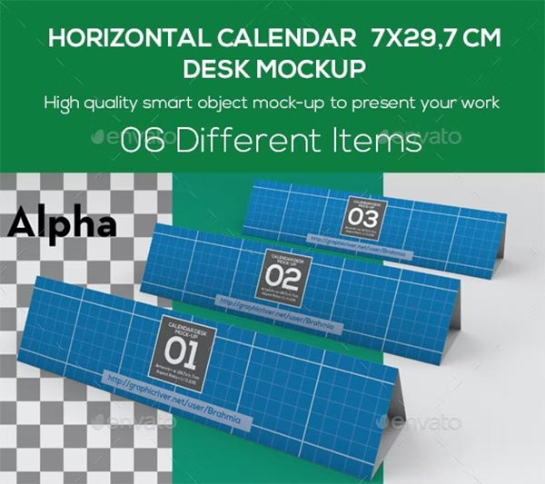 Horizontal Calendar Desk Mockup Design