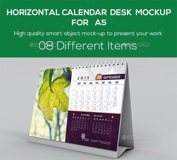 Horizontal Calendar Desk PSD Mockup