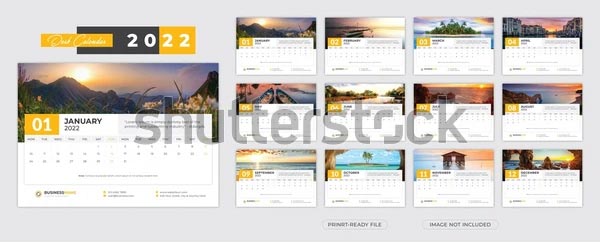 Horizontal Calendar Desk Vector Mockup Template