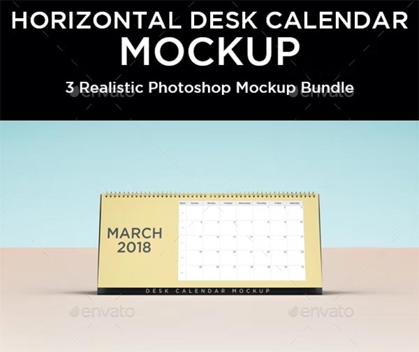 Horizontal Desk Calendar Mockup