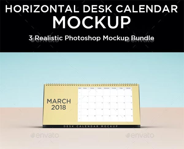 Horizontal Desk Calendar Mockup
