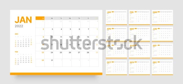 Horizontal Desk Calendar Vector Mockup