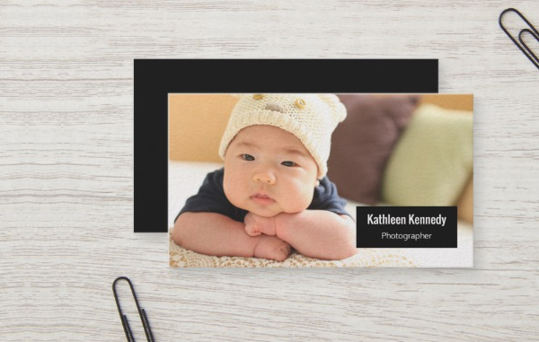 Horizontal Photo Baby Photographer Modern Minimal Business Card