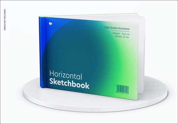 Horizontal Sketchbook Mockup Free Psd