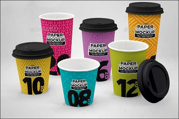 Hot Drink Cups Packaging Mockup