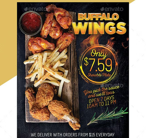 Hot Wings Fast Food Flyer Template