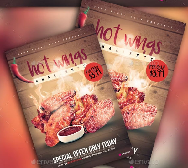 Hot Wings Flyer Photoshop Template