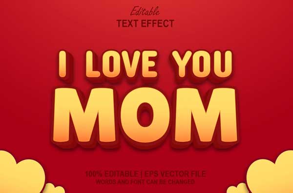 I Love U Mom Text Effect Banner