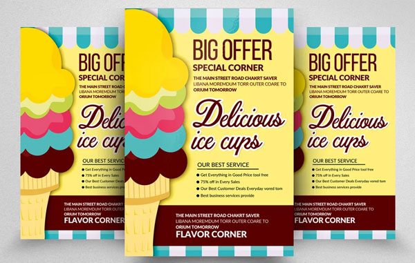 Ice Cream Ad Menu Flyer Template