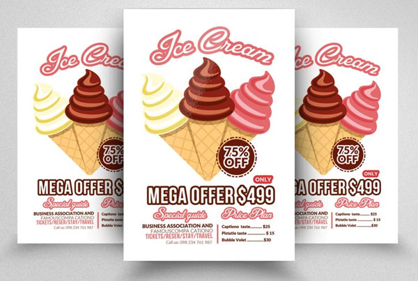Ice Cream Cup Discount Menu Flyer Template