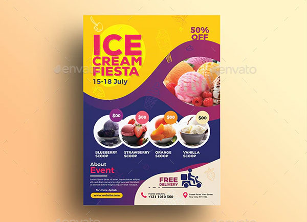 Ice Cream Fiesta Restaurant Menu Flyers