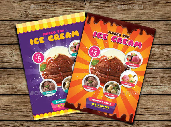 Ice Cream Food Menu Flyer Template
