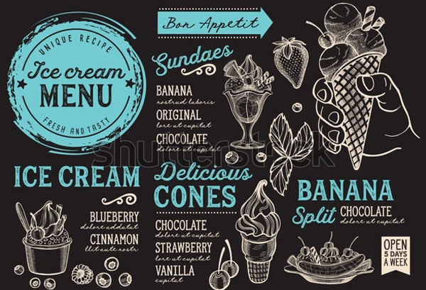 Ice Cream Food Restaurant Menu Flyer