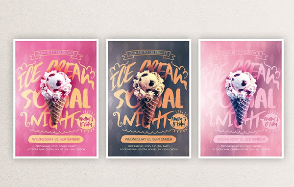 Ice Cream Menu Flyer Design Template